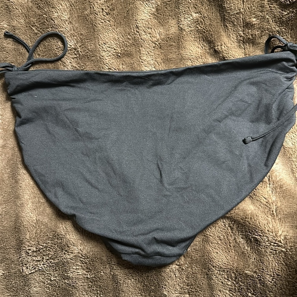 ATHLETA Adjustable Side Tie Black Bikini Bottoms Sz Large - Picture 2 of 6